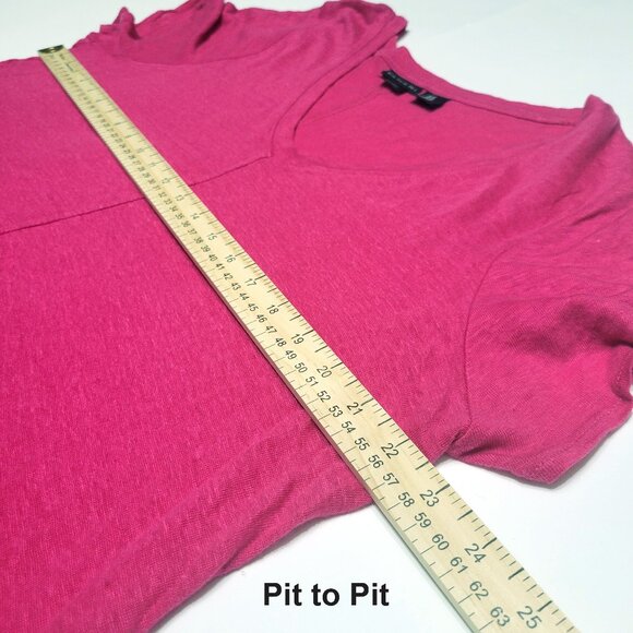 Tahari Womens Pink 100% Linen V-Neck T-Shirt Size 1X Short Sleeve Top Coastal - Picture 6 of 9